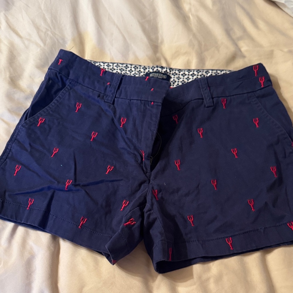 Nautica Navy Shorts with Red Embroidered Lobster Motif